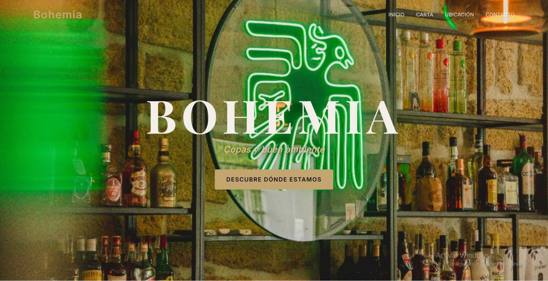 Vista de escritorio de la web de Bohemia, pub de Osuna